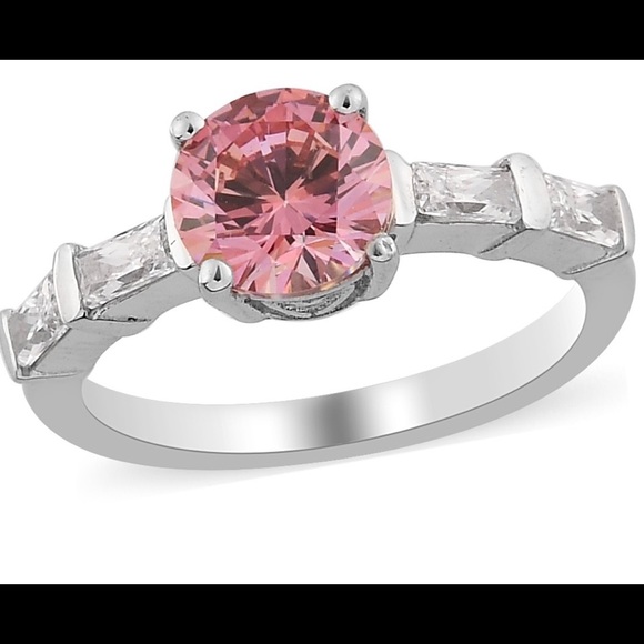3.00 ctw  Silver Ring: Pink & White Swarovski - Picture 3 of 6